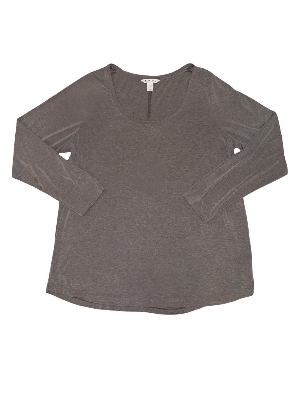 Athleta Stratus II Top XL Gray Long Sleeve Scoop Neck Modal UPF 25+